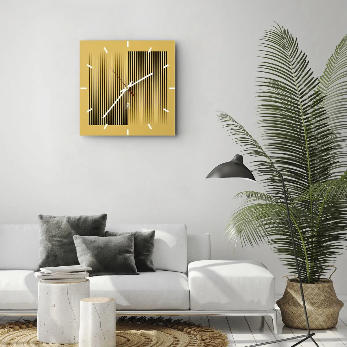 Relógio de parede - Relógio em vidro - Quadratura de opostos - 40x40 cm