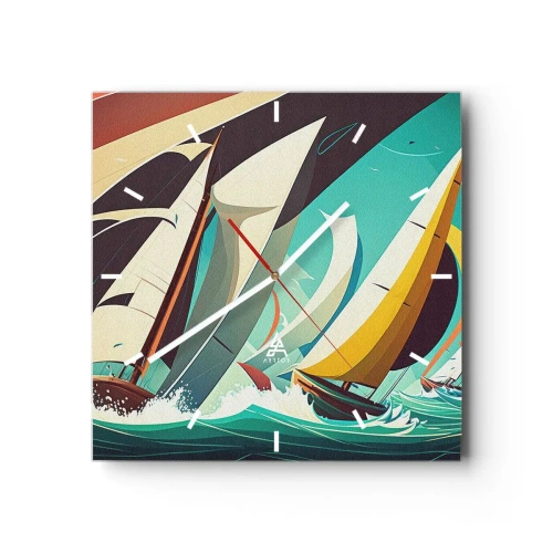 Relógio de parede - Relógio em vidro - Boa sorte com os elementos - 40x40 cm