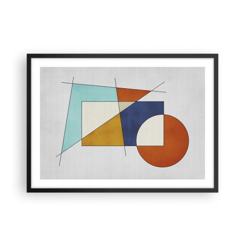 Pôster com moldura preta - Abstração: diversão modernista - 70x50 cm
