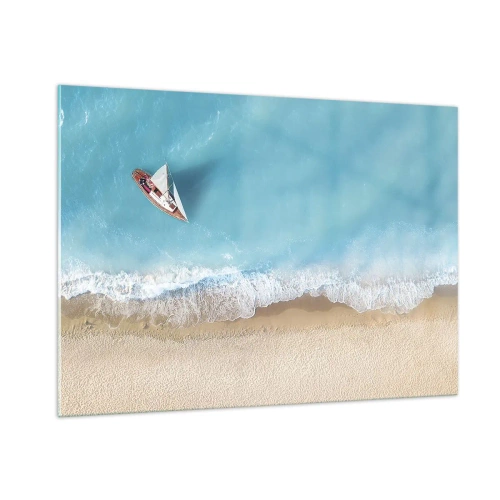 Quadro em vidro - No limite do azul e do ouro - 100x70 cm
