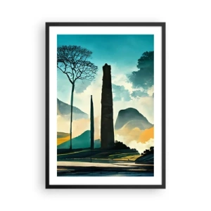 Pôster com moldura preta - Uma paisagem misteriosa com obeliscos monumentais - 50x70cm - Cada vez mais alto - Decoração de parede moderna para a sala de estar e quarto ARTTOR