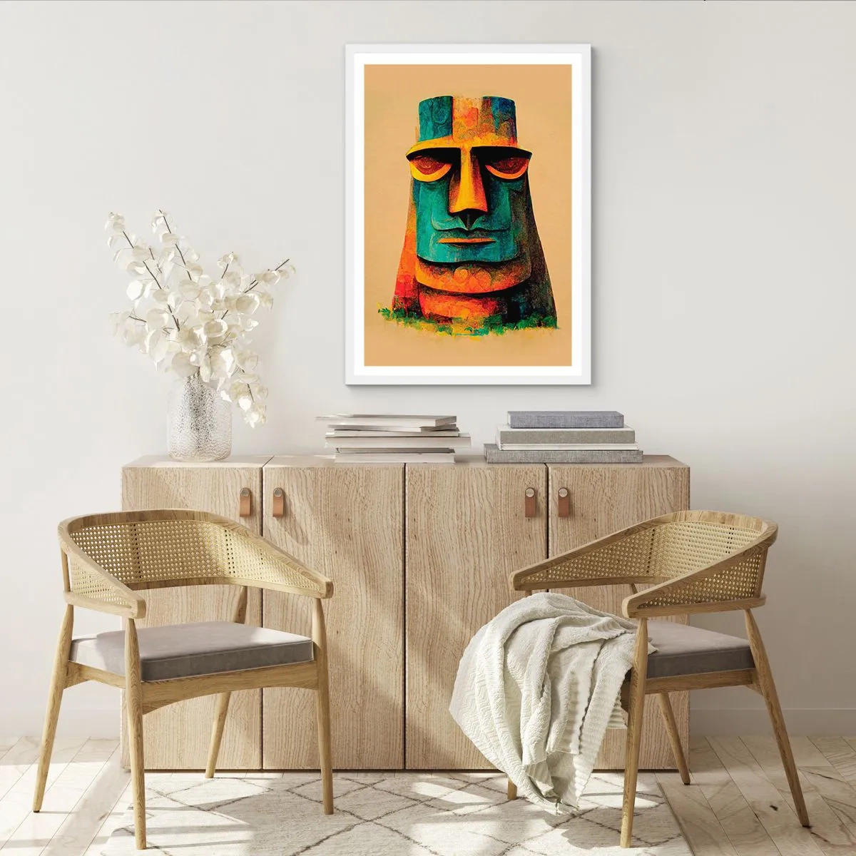 Pôster em moldura branca - Escultórico e simpático - 61x91 cm