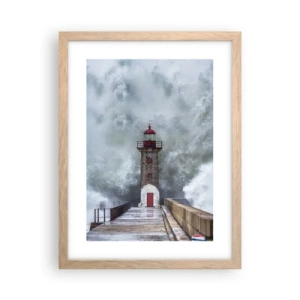 Pôster com moldura de carvalho claro - O rugido das águas, o som do vento - 30x40 cm