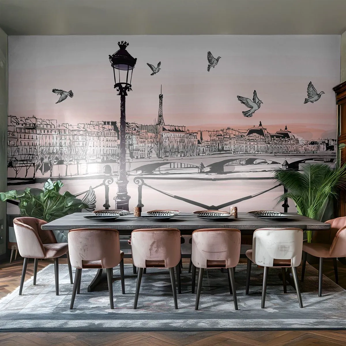 Papel de Parede Premium Sand - Sobre os telhados de Paris - Arquitetura, Cidade, Paris - 100x70 cm