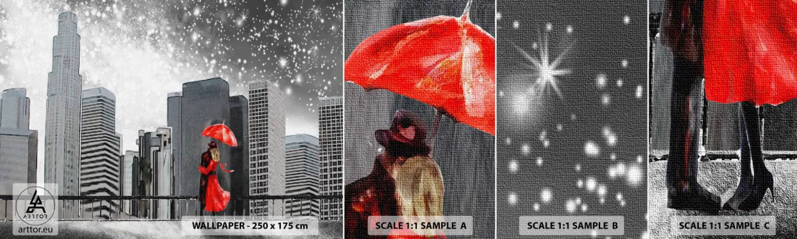 Amostra de papel de parede autocolante Deluxe Sticker - O homem não é pedra - Nova Iorque, Cidade, Amor - 100x30 cm