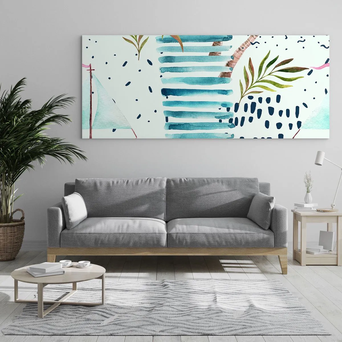 Quadro em vidro - Férias sob as palmeiras - 90x30 cm