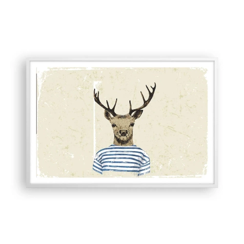 Pôster em moldura branca - Porque eu gosto de camisas listradas! - 91x61 cm