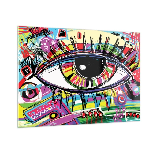 Quadro em vidro - Olho colorido - alma colorida - 100x70 cm