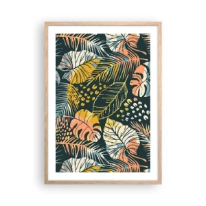 Pôster com moldura de carvalho claro - Fantasia de folhas - 50x70 cm