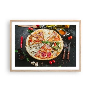Pôster com moldura de carvalho claro - Gama de sabores - 70x50 cm