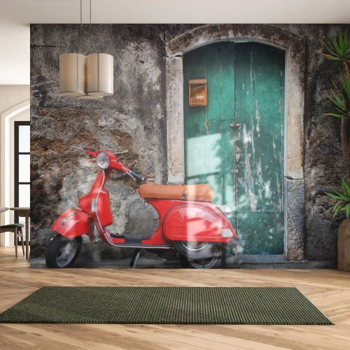 Papel de Parede Premium Canvas - Férias italianas - Automotivo, Lambreta, Itália - 500x350 cm