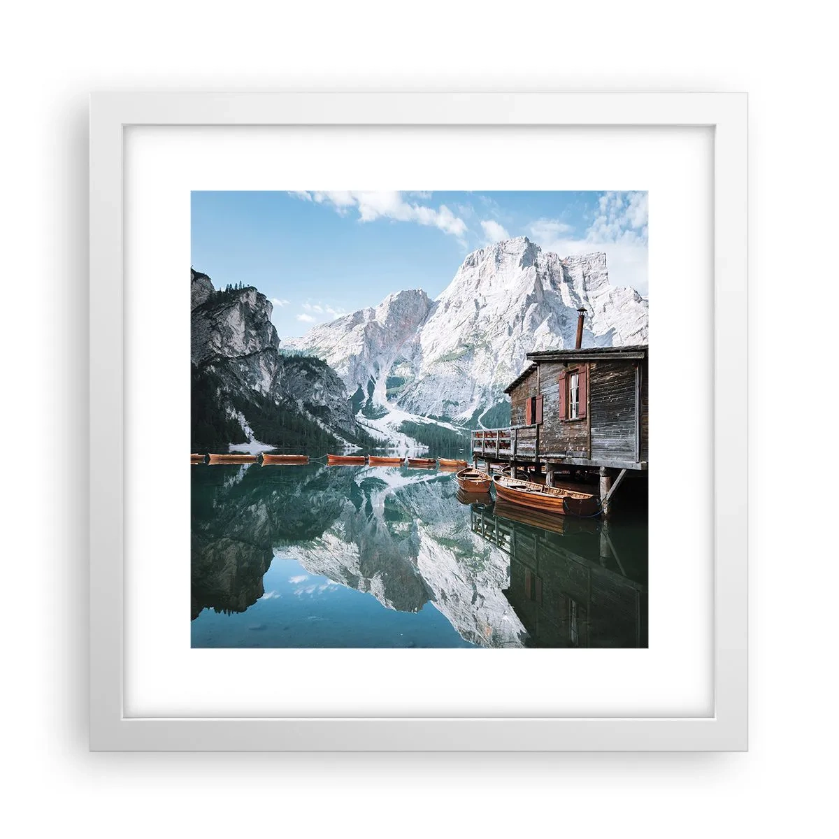Pôster em moldura branca - Manhã cristalina nas montanhas - 30x30 cm