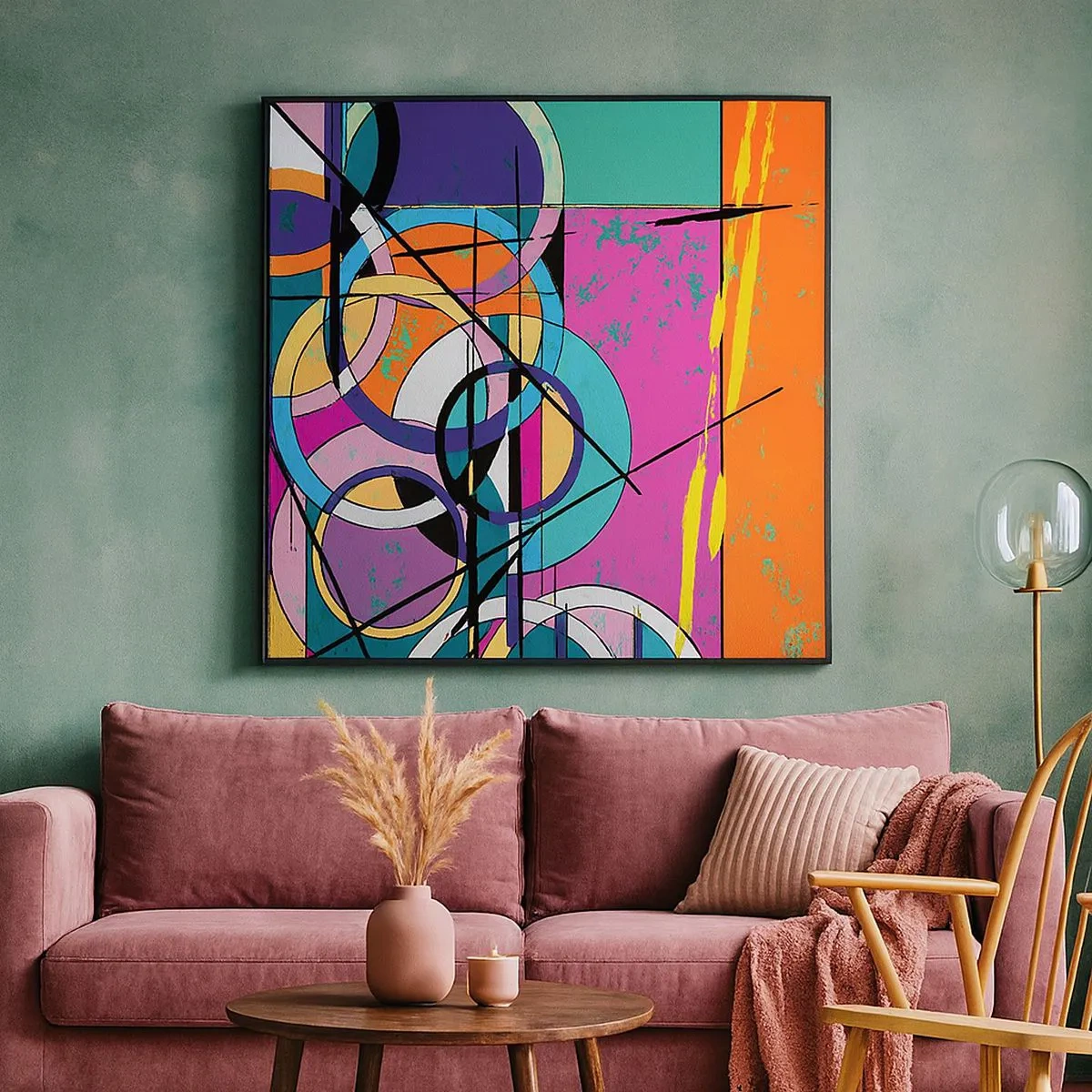 Quadro em tela - Círculo entre círculos - 30x30 cm