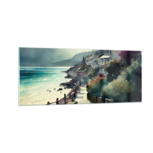 Quadro em vidro - Cidade mediterrânea - 100x40 cm