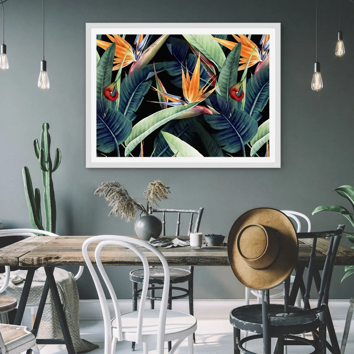 Pôster em moldura branca - Flores ardentes dos trópicos - 40x30 cm