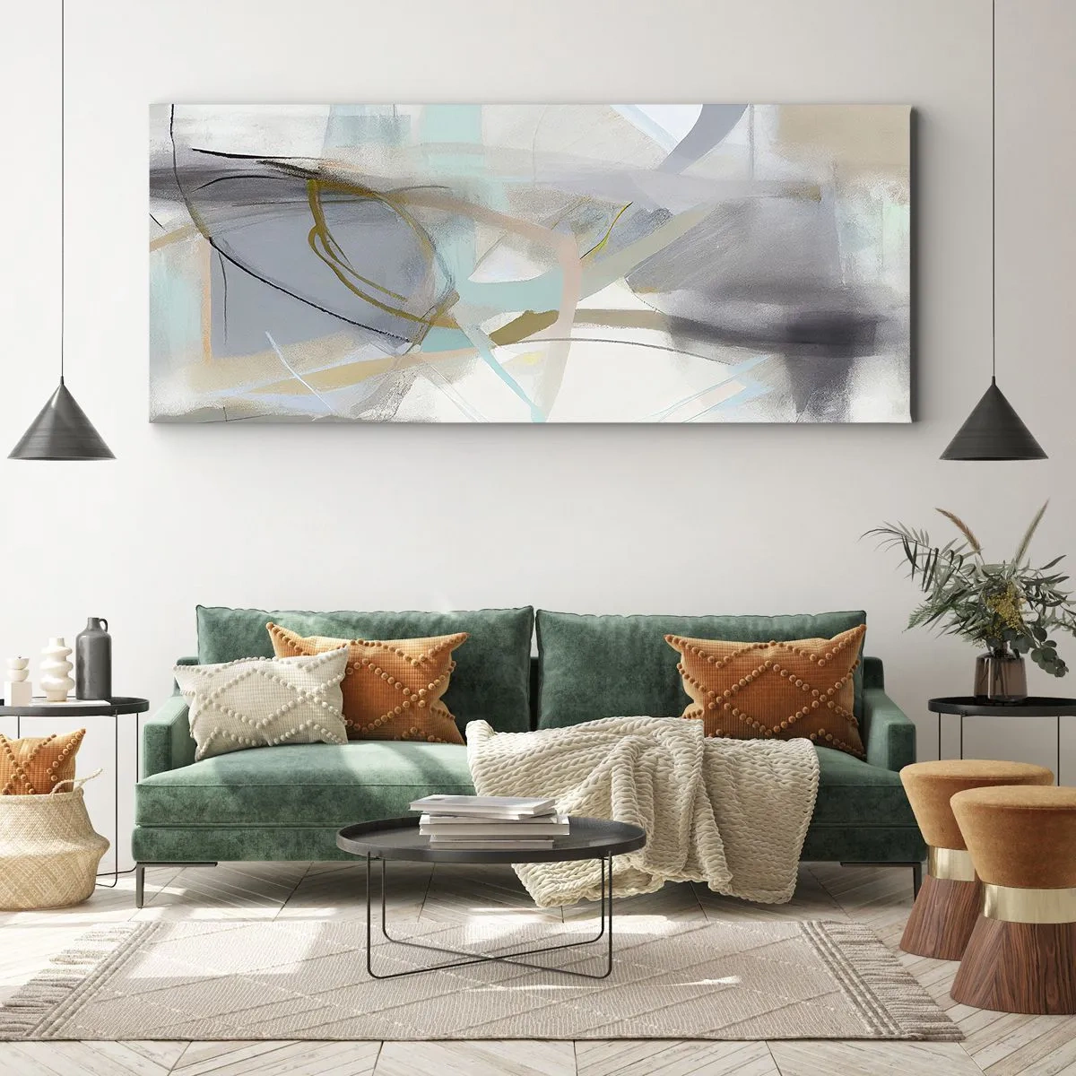 Quadro em tela - Abstração enevoada - 100x40 cm