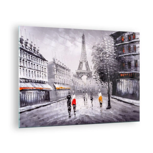 Quadro em vidro - Um passeio parisiense - 70x50cm - Passeio em Paris - Decoração de parede moderna para a sala de estar e quarto ARTTOR