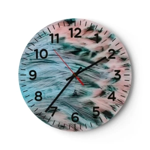 Relógio de parede - Relógio em vidro - Penugem safira-rosa - 30x30 cm