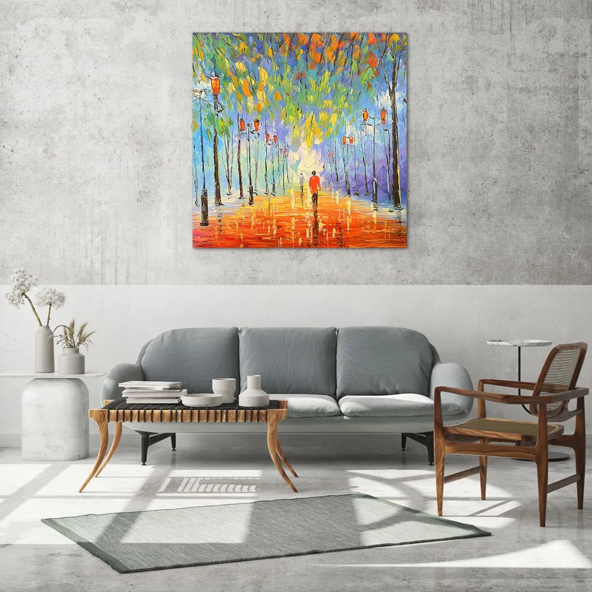 Quadro em vidro - Canto nocturno da chuva - 30x30 cm