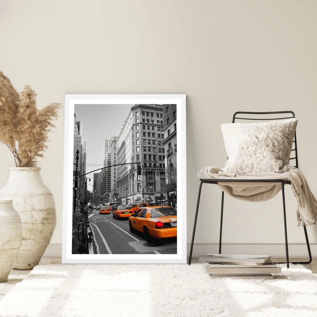 Pôster em moldura branca - Sol da cidade grande - 40x50 cm