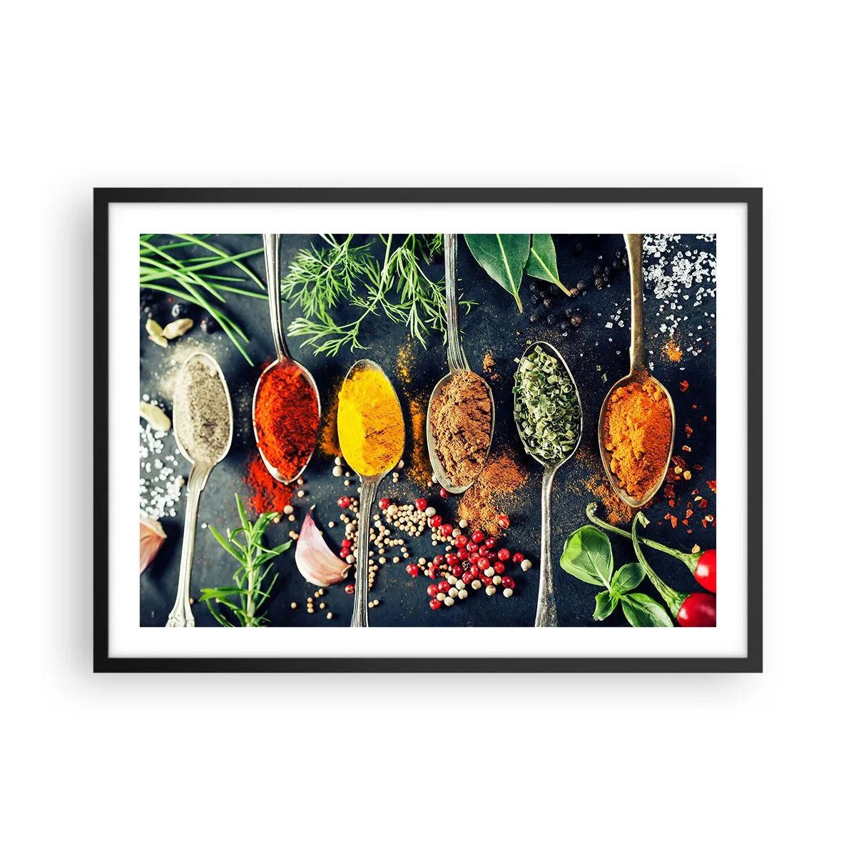 Pôster com moldura preta - Magia culinária - 70x50 cm