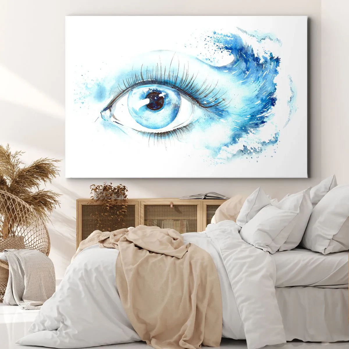 Quadro em tela - Mergulho no olhar azul - 100x70 cm