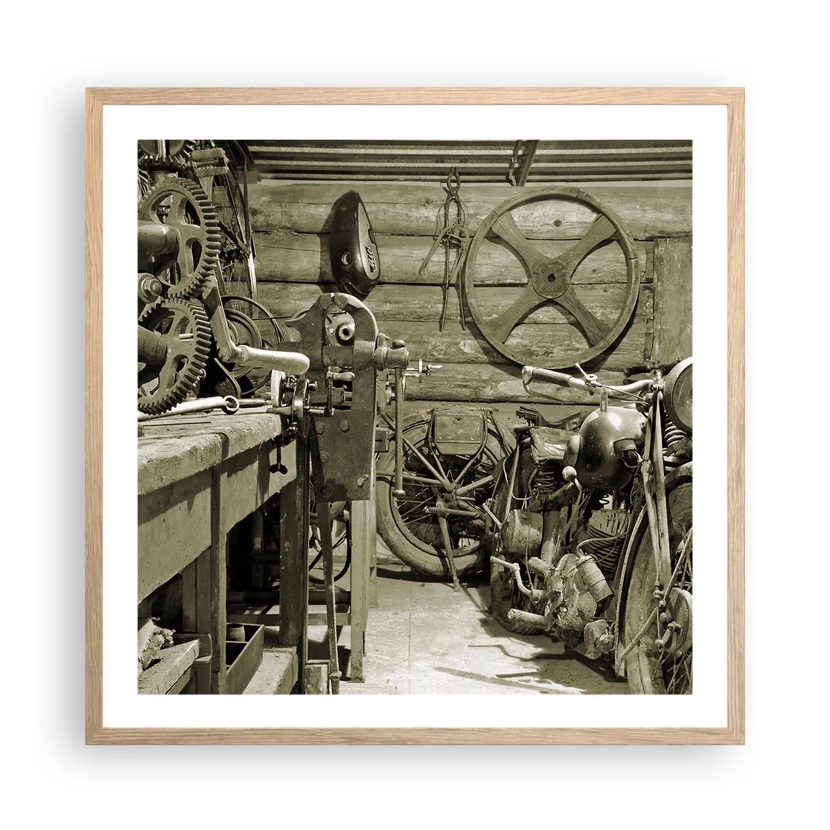 Pôster com moldura de carvalho claro - No depósito do tio Jorge - 60x60 cm