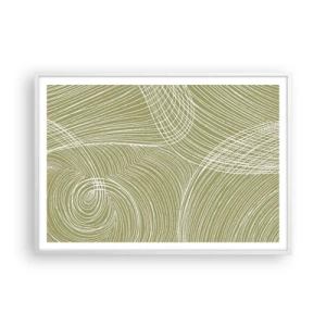 Pôster em moldura branca - Abstração intrincada em branco - 100x70 cm