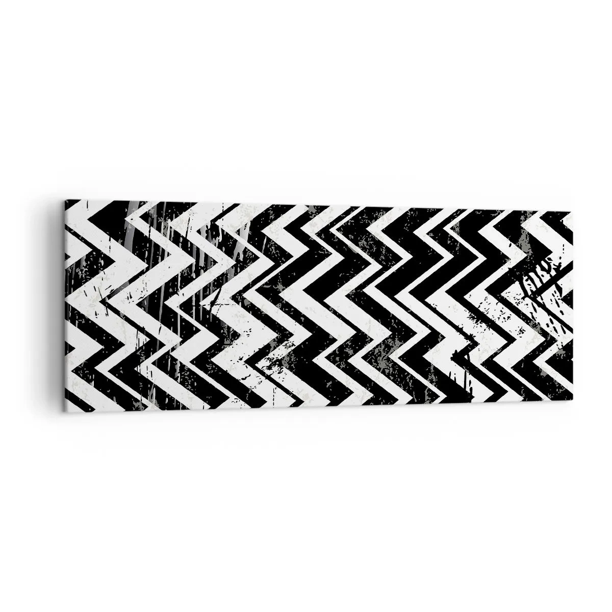 Quadro em tela - Zig-branco, zag-preto - 140x50 cm