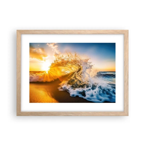 Pôster com moldura de carvalho claro - Diversão na areia - 40x30 cm