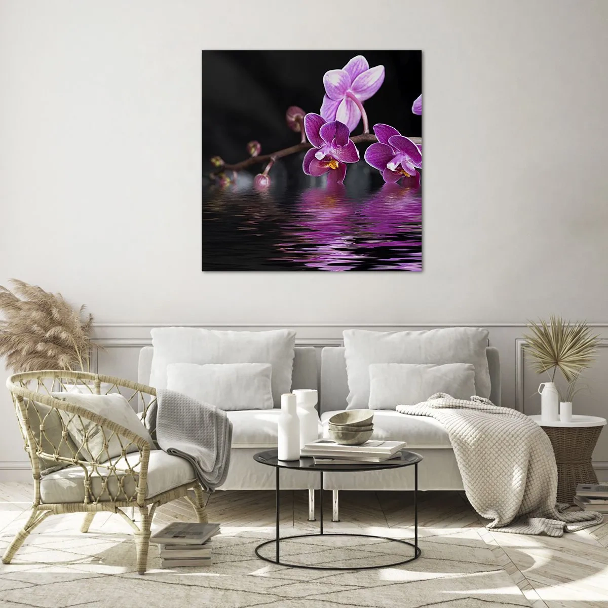 Quadro em vidro - Reflexo lilás da beleza - 30x30 cm