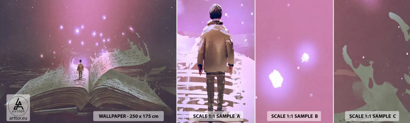 Amostra de papel de parede autocolante Deluxe Sticker - Um convite para outro mundo - leia! - Gráficos, Abstração, Pedaço - 100x30 cm