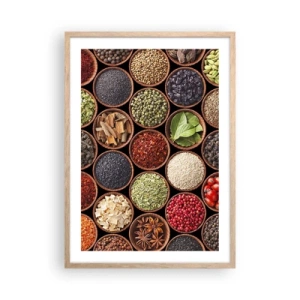 Pôster com moldura de carvalho claro - Todos os sabores do mundo - 50x70 cm