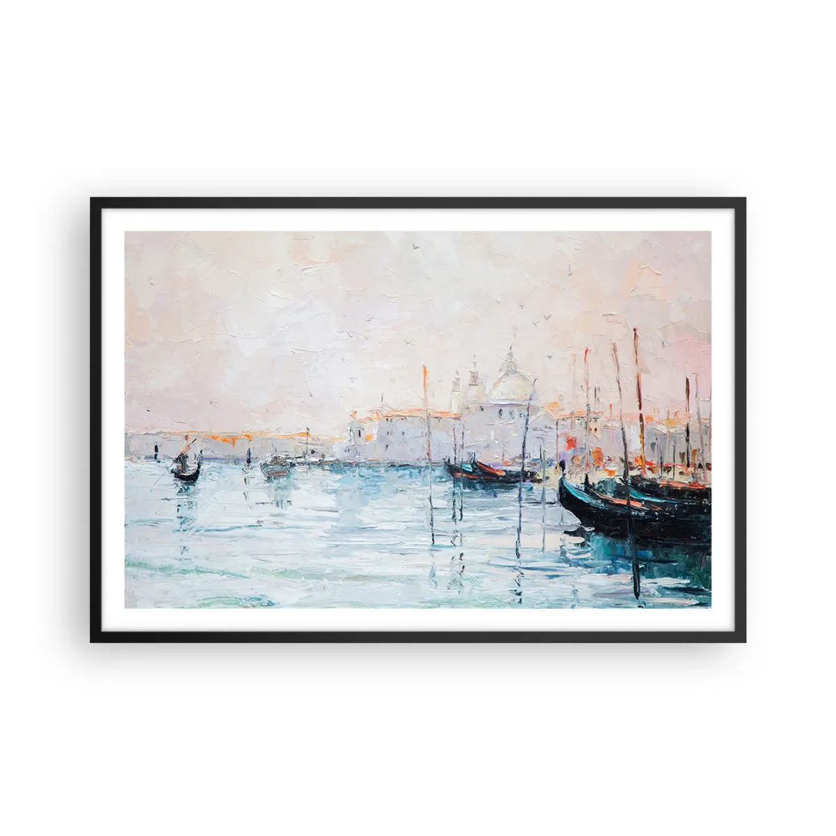 Pôster com moldura preta - Além da água, atrás do nevoeiro - 91x61 cm