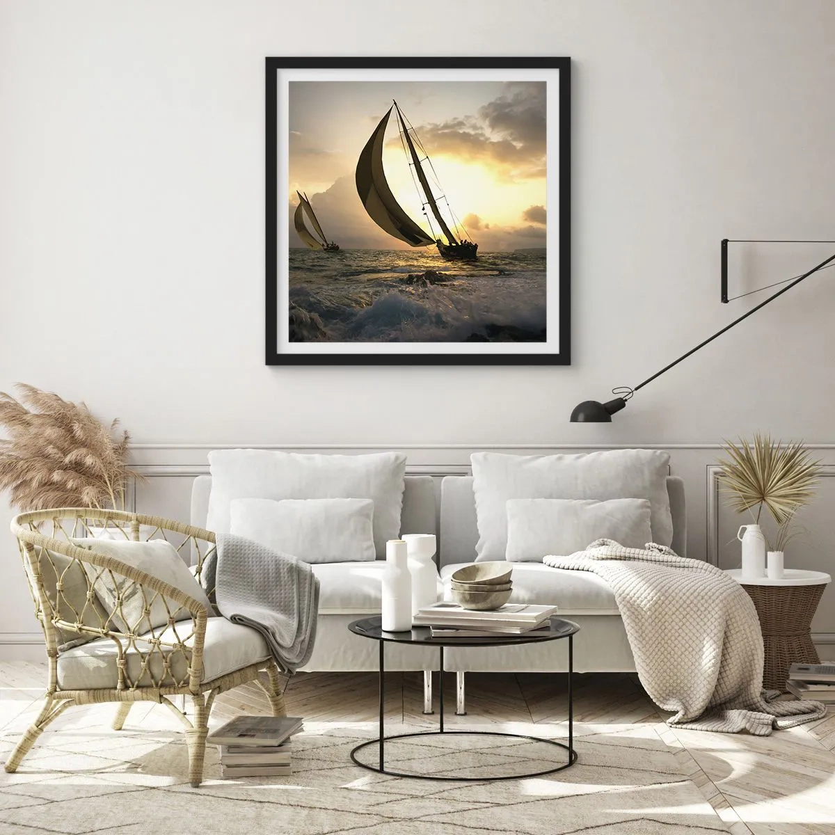 Pôster com moldura preta - Com o vento e contra o vento - 60x60 cm