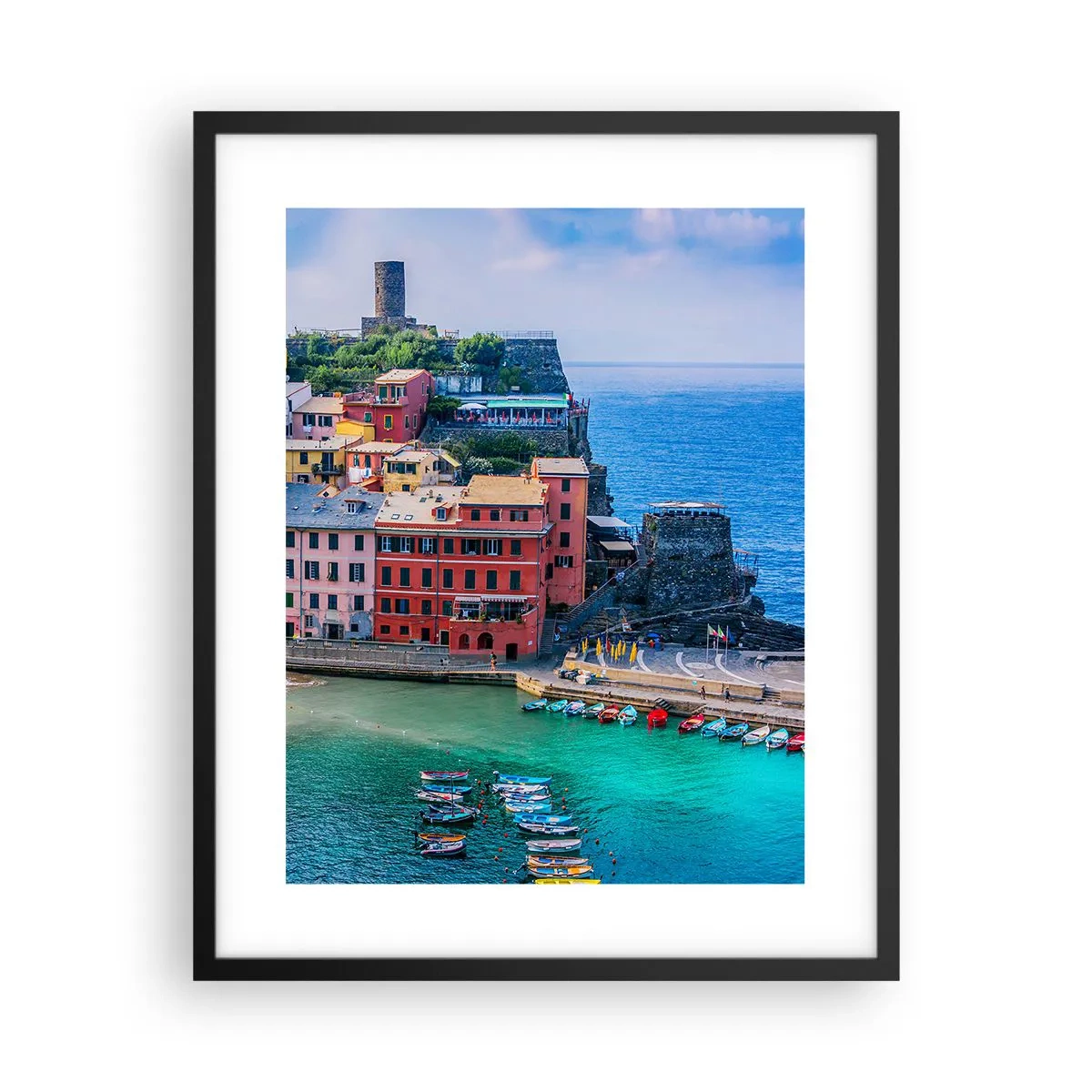 Pôster com moldura preta - Cidade mágica mediterrânea - 40x50 cm