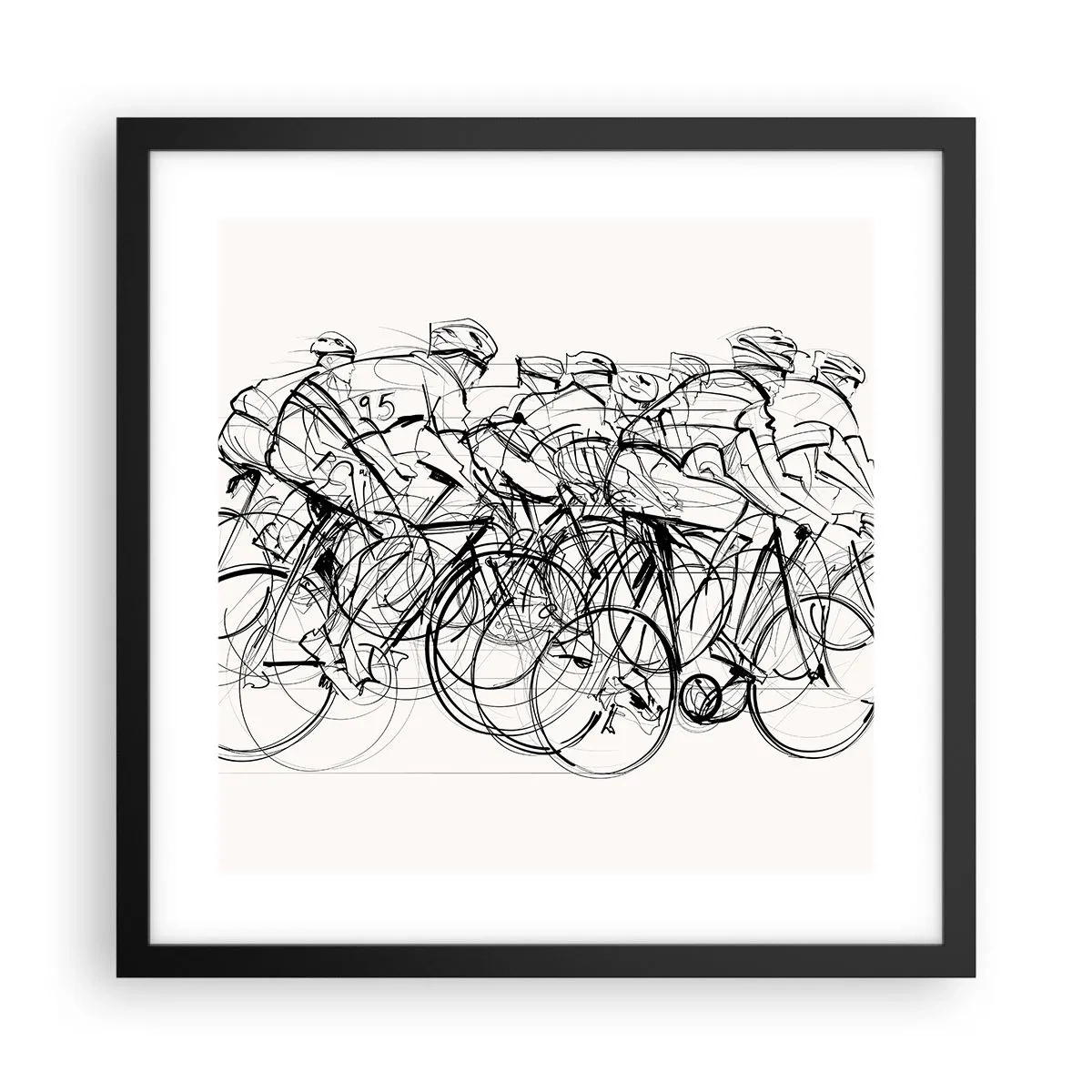 Pôster com moldura preta - Juntos como uma equipa - 40x40 cm