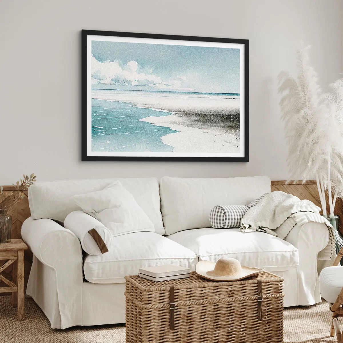 Pôster com moldura preta - Maré suave - 70x50 cm