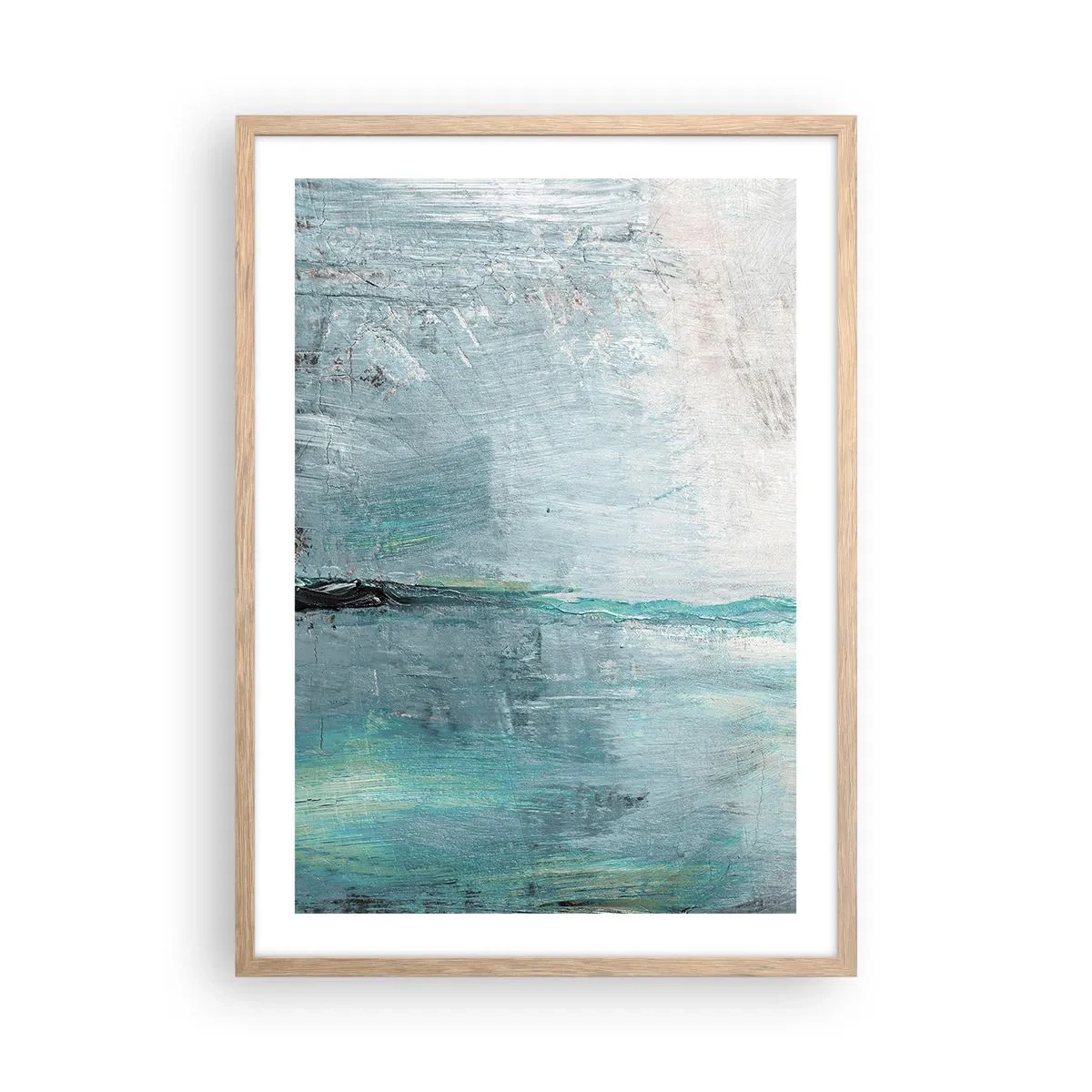 Pôster com moldura de carvalho claro - Horizontalmente em azul - 50x70 cm