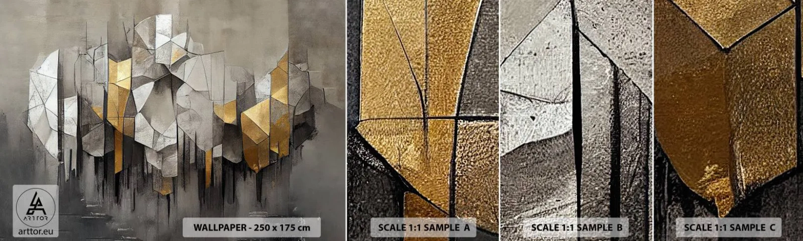 Amostra de papel de parede autocolante Deluxe Sticker - Composição de gelo e luz - Abstração, Pedaço, Art Deco - 100x30 cm