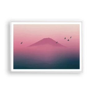 Pôster em moldura branca - Andarilhos sob as nuvens - 100x70 cm