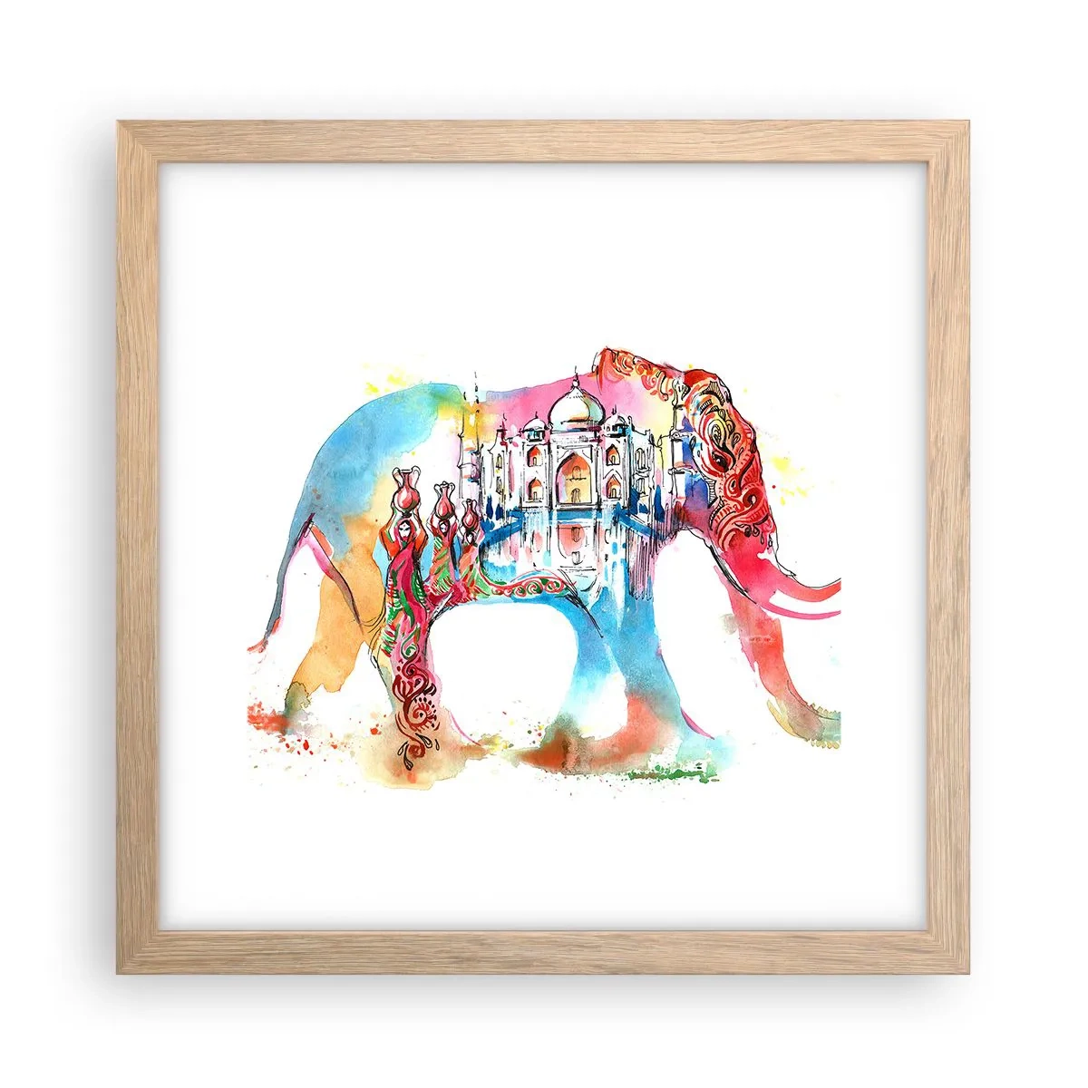 Pôster com moldura de carvalho claro - Índia - uma aura de amor - 30x30 cm