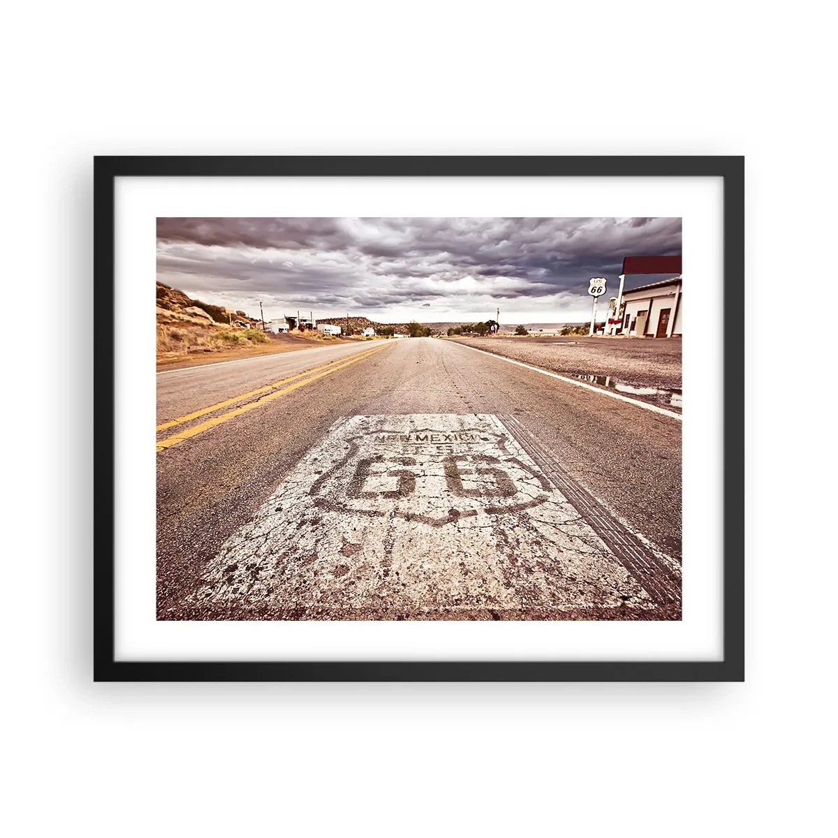 Pôster com moldura preta - Mother Road - uma lenda americana - 50x40 cm