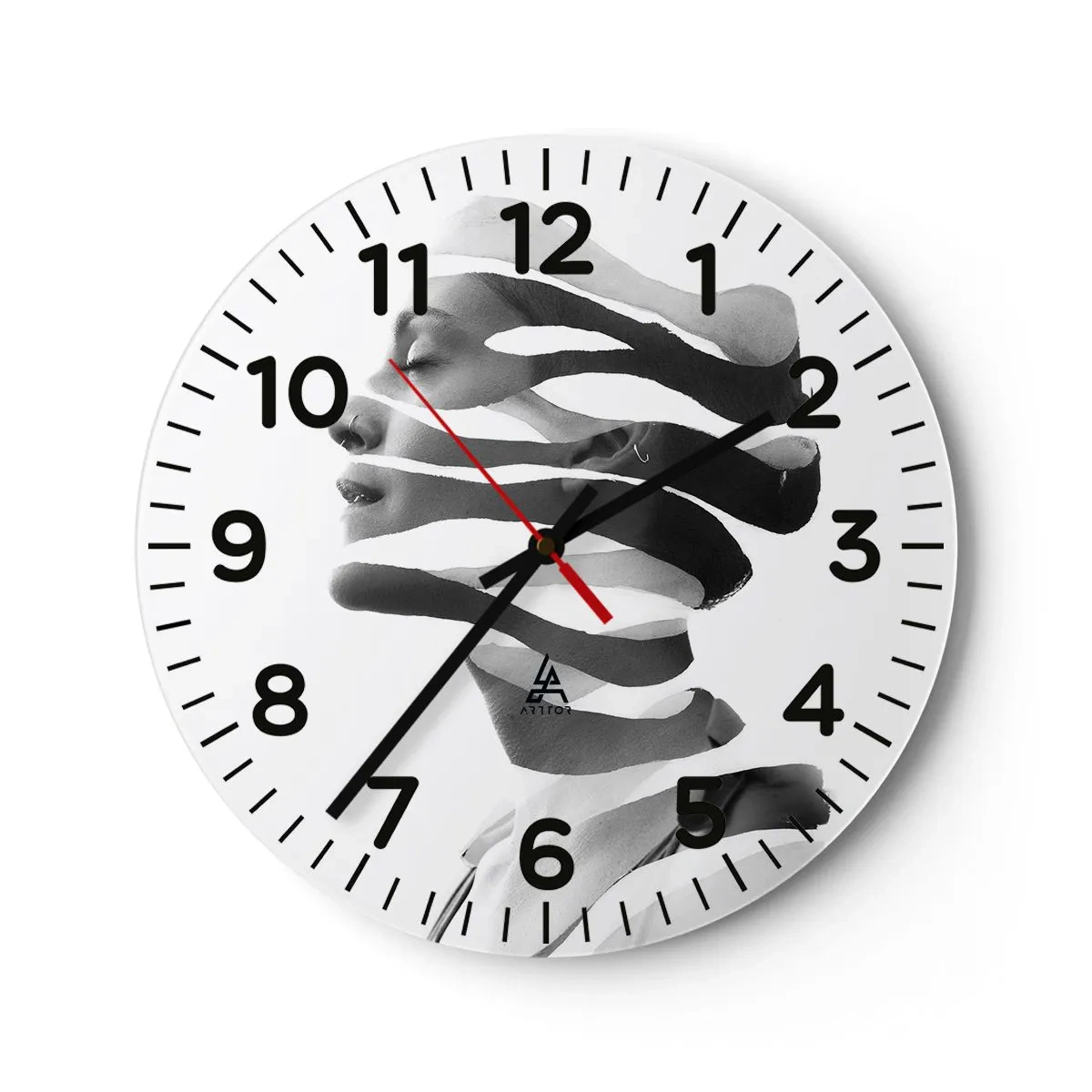 Relógio de parede - Relógio em vidro - Retrato surrealista - 40x40 cm