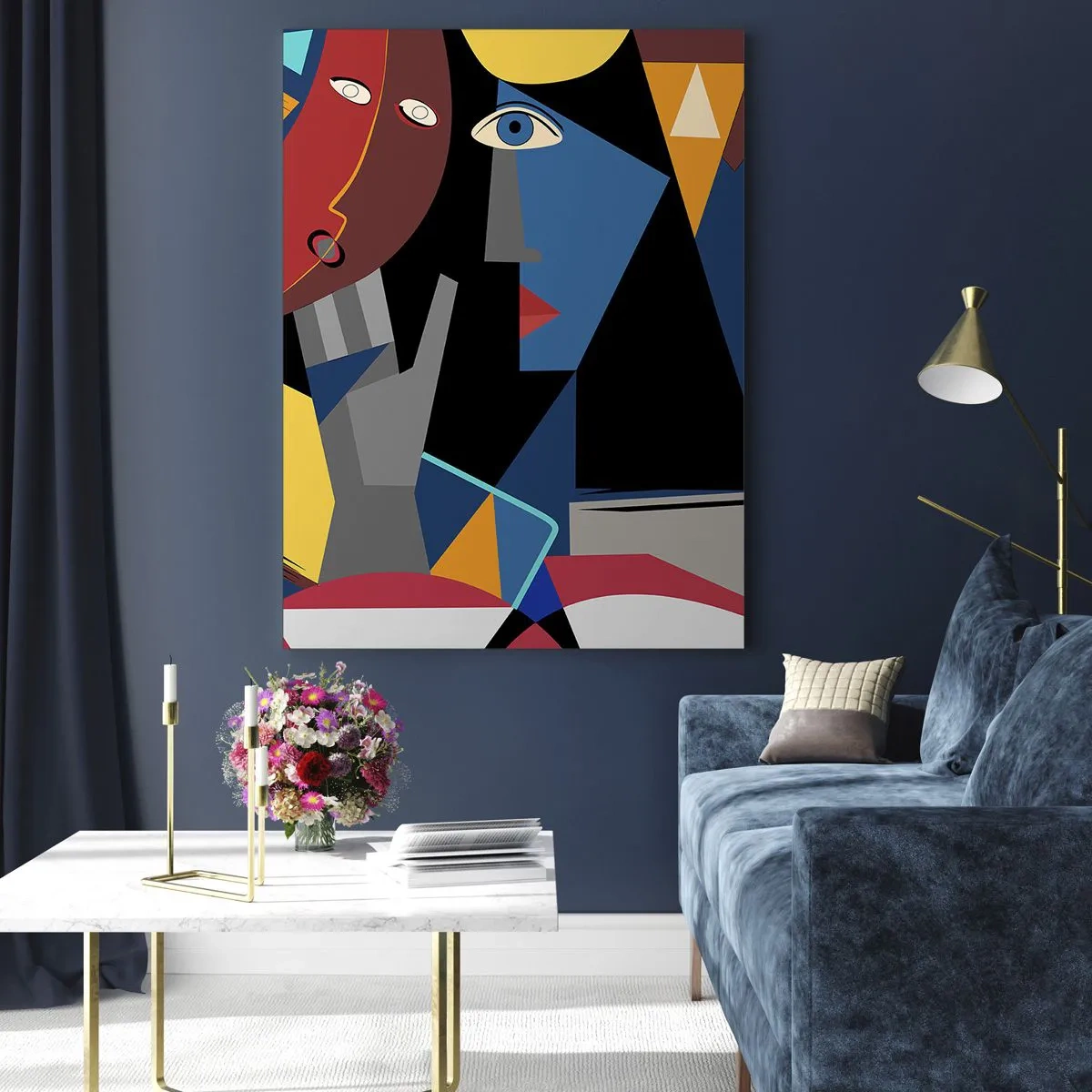 Quadro em vidro - Uma conversa entre cubistas - 70x100 cm