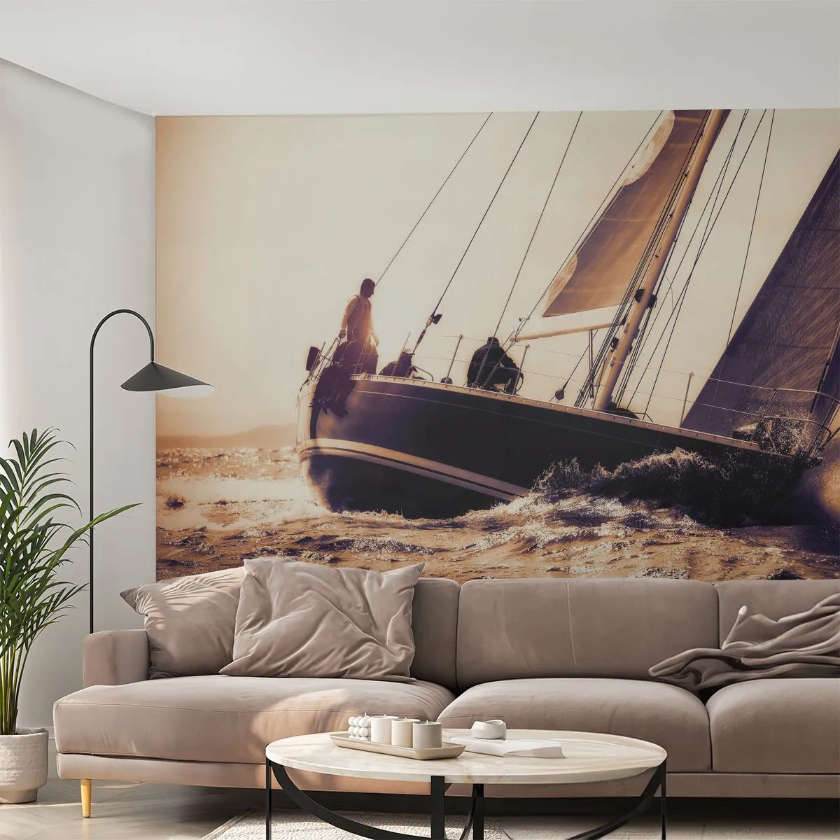 Papel de Parede Premium Sand - A velejar, marujo - Iate, Mar, navegação - 100x70 cm
