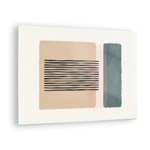 Quadro em vidro - Composição geométrica com listras e blocos de cores - 70x50cm - Está tudo bem - Decoração de parede moderna para a sala de estar e quarto ARTTOR