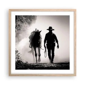 Pôster com moldura de carvalho claro - Manhã no Texas - 50x50 cm