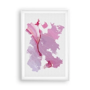 Pôster em moldura branca - Mapa do mundo rosa - 61x91 cm
