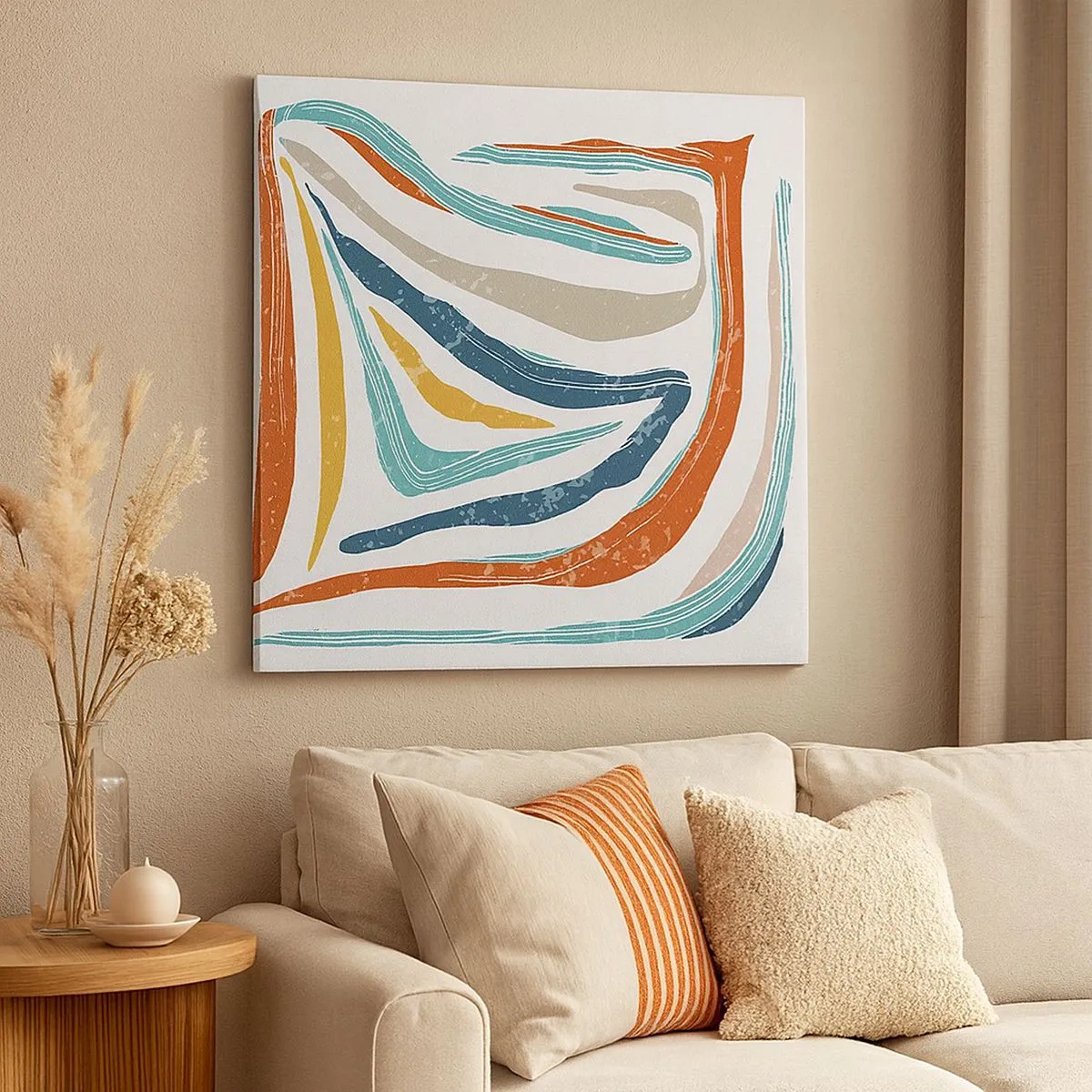 Quadro em tela - Abstração com um sorriso amigável - 30x30 cm